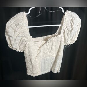 White peasant crop top